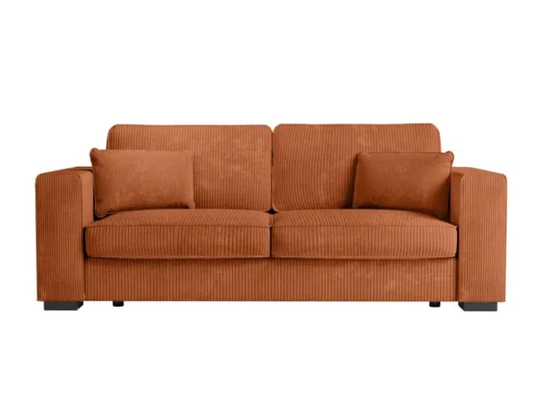 BELAGA Canapé droit fixe 3 places en velours côtelé TERRACOTTA – Image 5