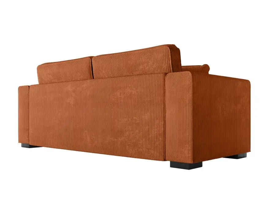 BELAGA Canapé droit fixe 3 places en velours côtelé TERRACOTTA – Image 6