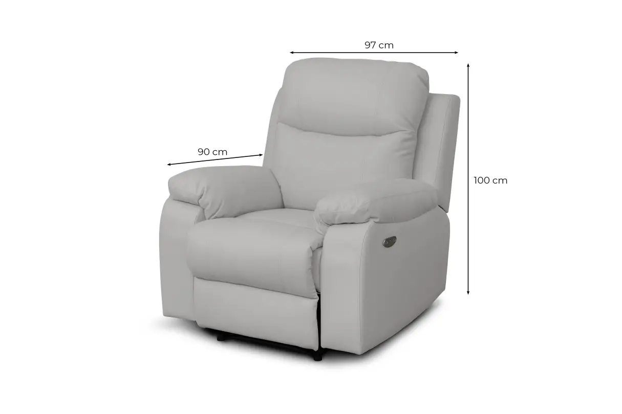 BOSTON Fauteuil de relaxation électrique en tissu imitation cuir  gris clair – Image 5