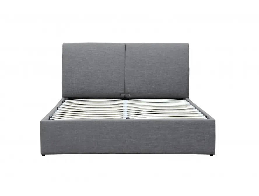 HARMONY Cadre de lit avec coffre, tête de lit et sommier inclus en tissu GRIS FONCE 140/190 cm – Image 3