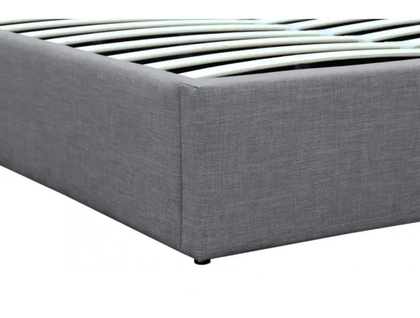 HARMONY Cadre de lit avec coffre, tête de lit et sommier inclus en tissu GRIS FONCE 140/190 cm – Image 5