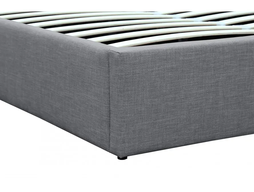 HARMONY Cadre de lit avec coffre, tête de lit et sommier inclus en tissu GRIS FONCE 140/190 cm – Image 5
