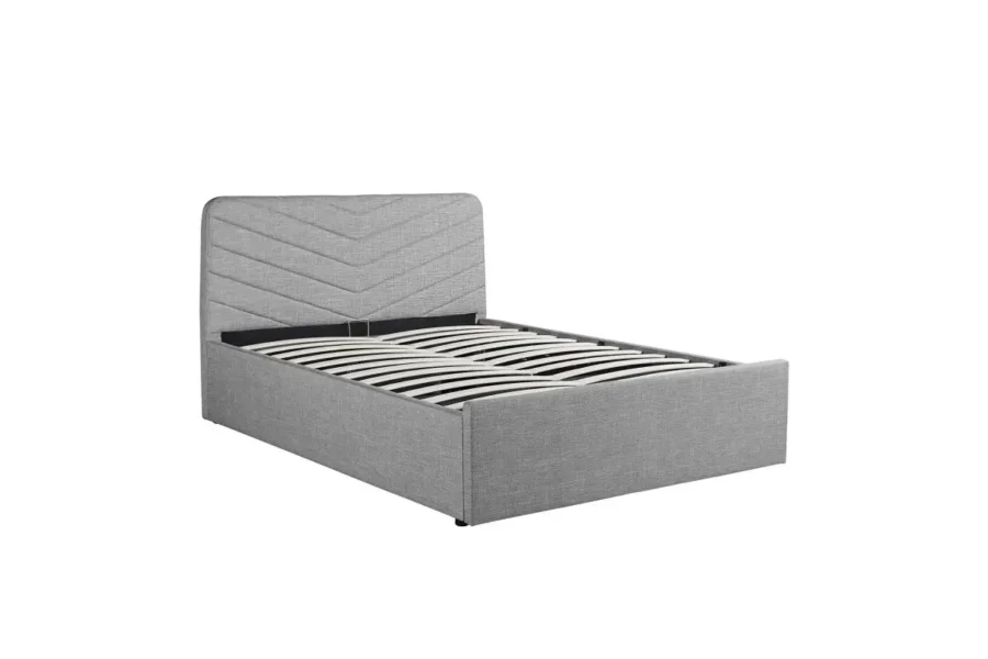 HENRYK Cadre de lit avec tête de lit avec sommier à lattes en tissu GRIS 140/190 cm