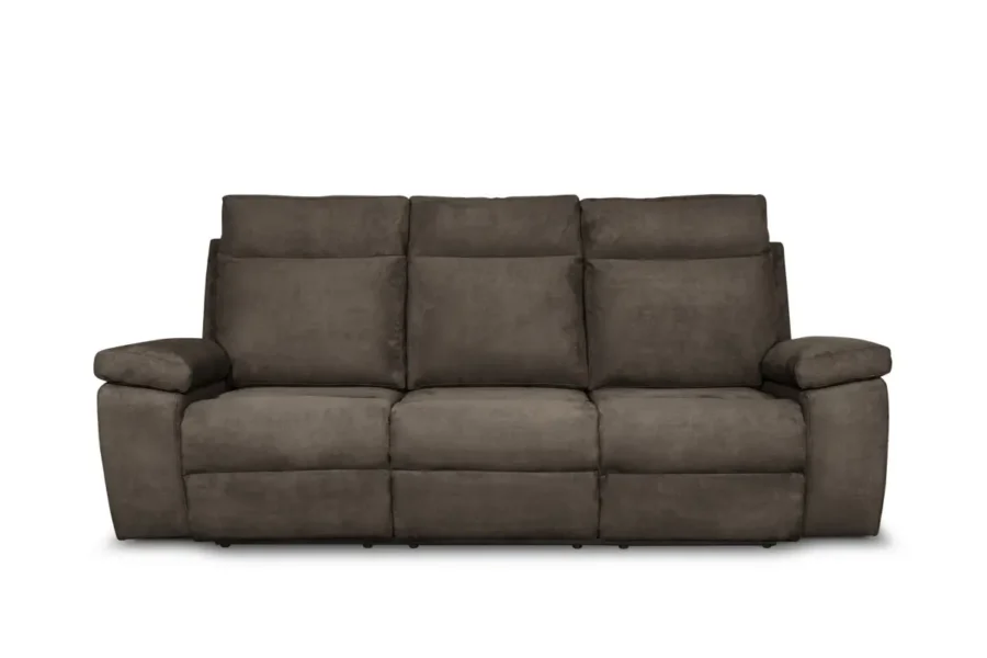 HOUSTON Canapé de relaxation manuel 3 places en tissu TAUPE