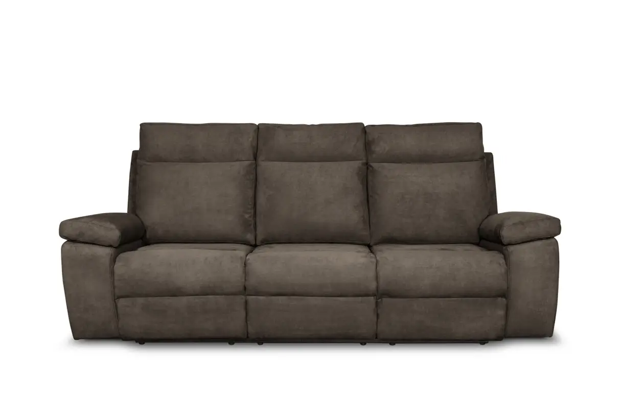 HOUSTON Canapé de relaxation manuel 3 places en tissu TAUPE