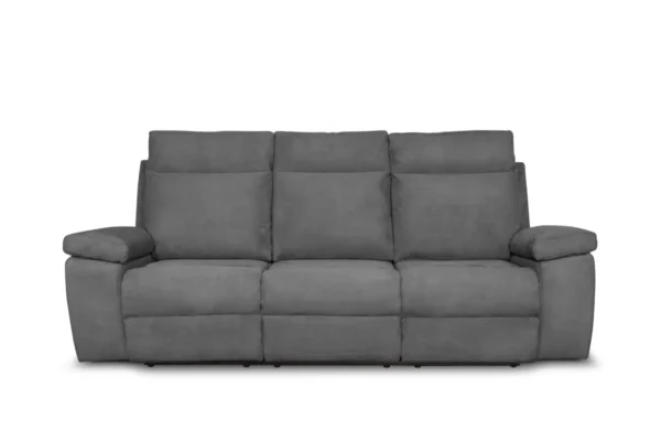 HOUSTON Canapé de relaxation manuel 3 places en tissu GRIS CLAIR – Image 2