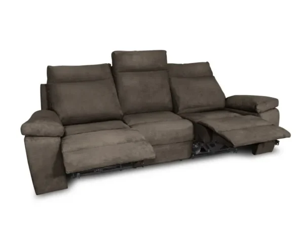 HOUSTON Canapé de relaxation manuel 3 places en tissu TAUPE – Image 2