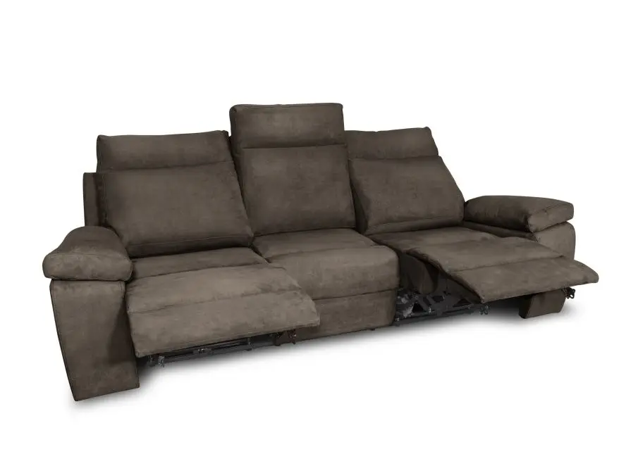 HOUSTON Canapé de relaxation manuel 3 places en tissu TAUPE – Image 2
