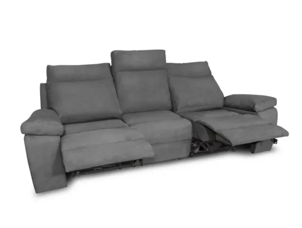 HOUSTON Canapé de relaxation manuel 3 places en tissu GRIS CLAIR – Image 3