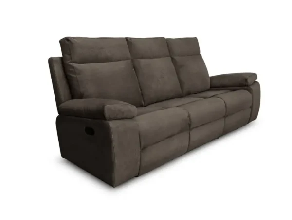 HOUSTON Canapé de relaxation manuel 3 places en tissu TAUPE – Image 3