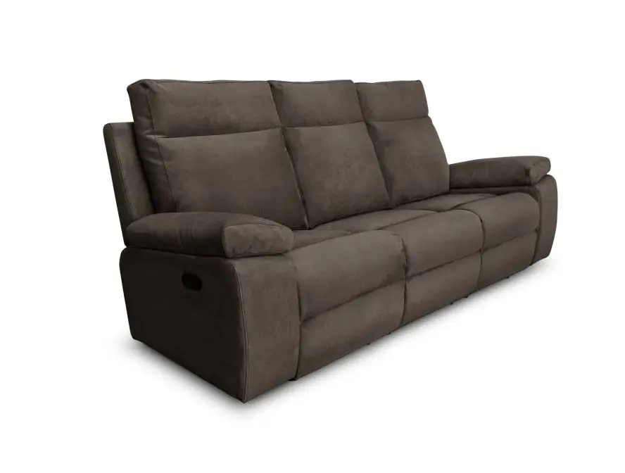 HOUSTON Canapé de relaxation manuel 3 places en tissu TAUPE – Image 3