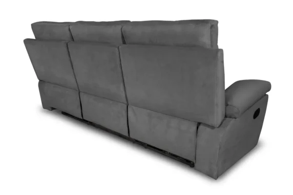 HOUSTON Canapé de relaxation manuel 3 places en tissu GRIS CLAIR – Image 5