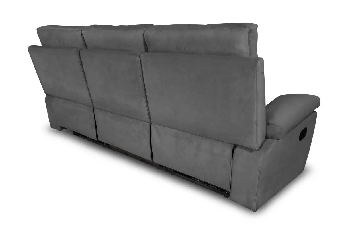 HOUSTON Canapé de relaxation manuel 3 places en tissu GRIS CLAIR – Image 5