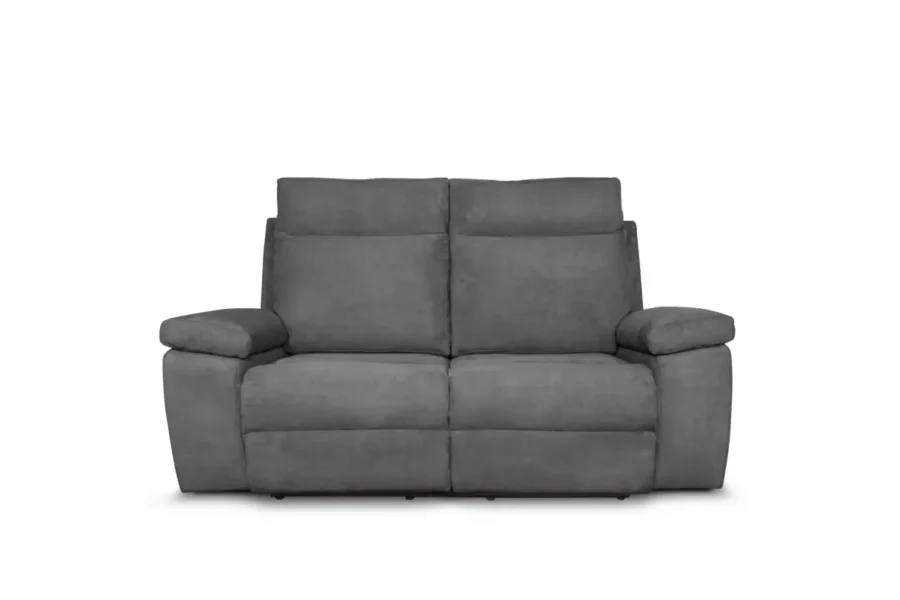 HOUSTON Canapé de relaxation électrique 2 places en tissu GRIS
