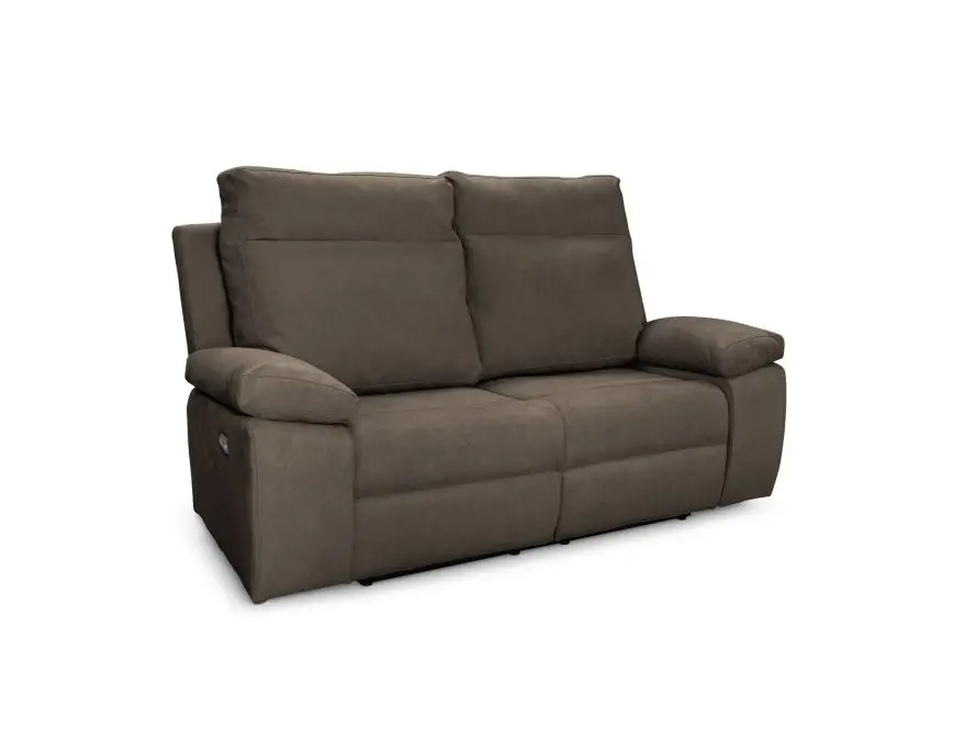 HOUSTON Canapé de relaxation électrique 2 places en tissu taupe – Image 2