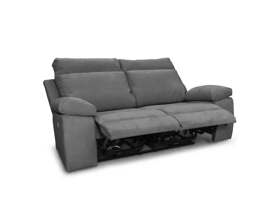 HOUSTON Canapé de relaxation électrique 2 places en tissu GRIS – Image 3