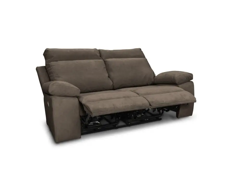 HOUSTON Canapé de relaxation électrique 2 places en tissu taupe – Image 3