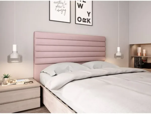 LAZARO Tête de lit aspect bombé en tissu vieux rose 160 cm – Image 2