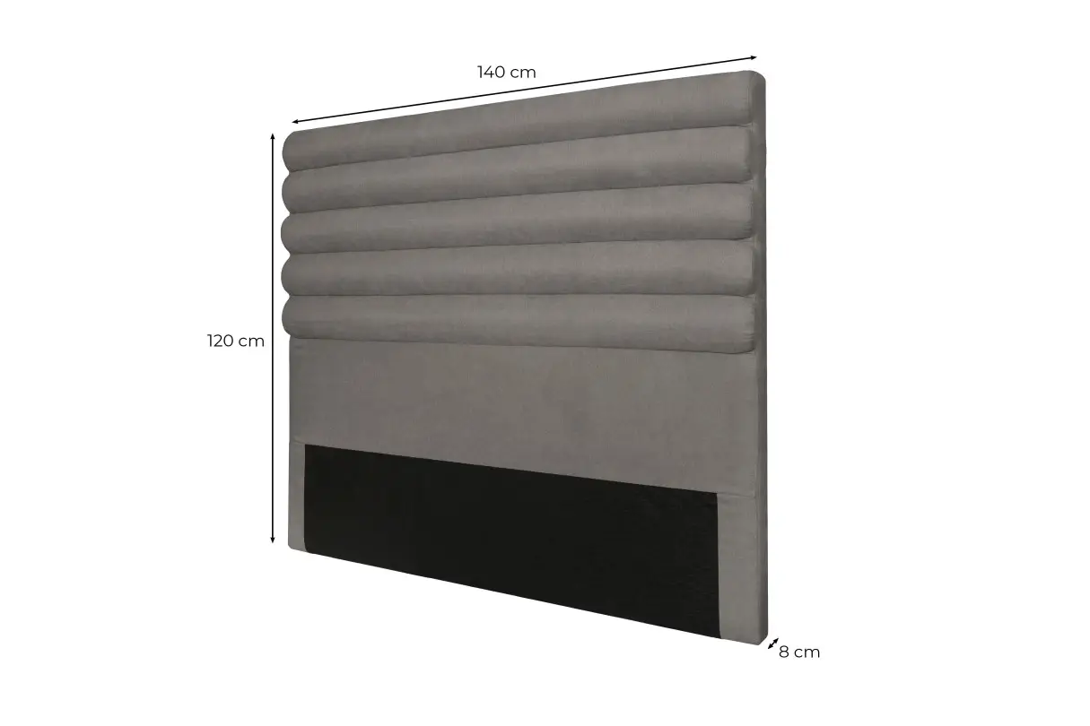 LAZARO Tête de lit aspect bombé en tissu GRIS 140 cm – Image 7