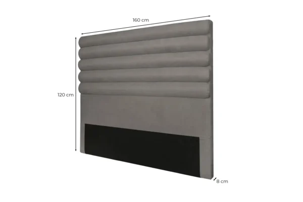 LAZARO Tête de lit aspect bombé en tissu GRIS 160 cm – Image 7