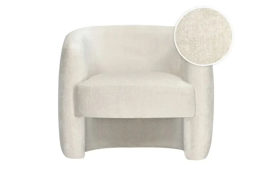 LOUISON Fauteuil en tissu bouclette BLANC