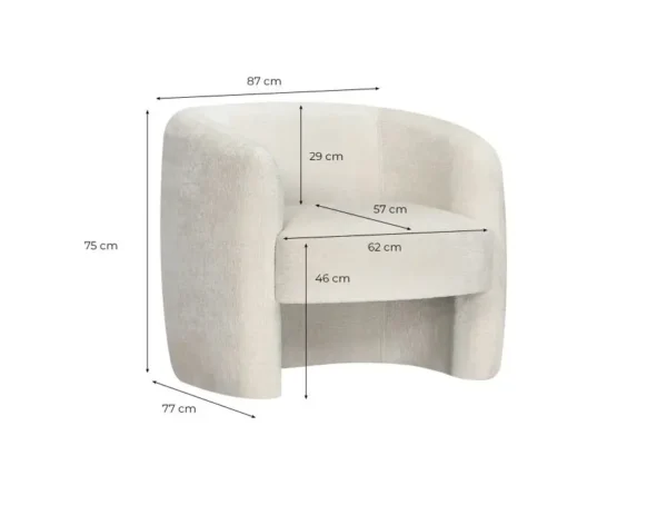 LOUISON Fauteuil en tissu bouclette BLANC – Image 6