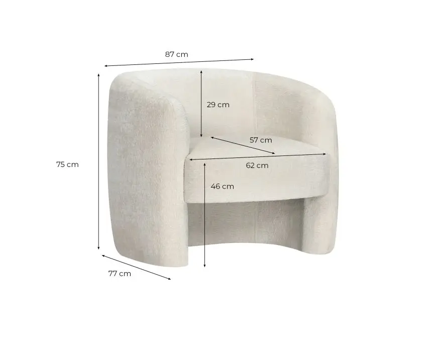 LOUISON Fauteuil en tissu bouclette BLANC – Image 6