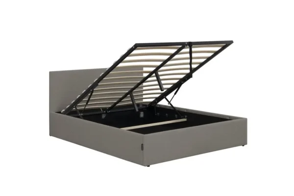 MAJESTIC Cadre de lit avec coffre de rangement et tête de lit en velours côtelé GRIS 140/190 cm – Image 4