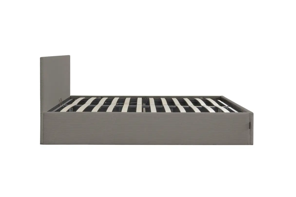 MAJESTIC Cadre de lit avec coffre de rangement et tête de lit en velours côtelé GRIS 140/190 cm – Image 5