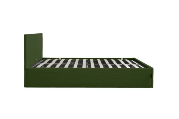 MAJESTIC Cadre de lit avec coffre de rangement et tête de lit en velours côtelé vert 160/200 cm – Image 5