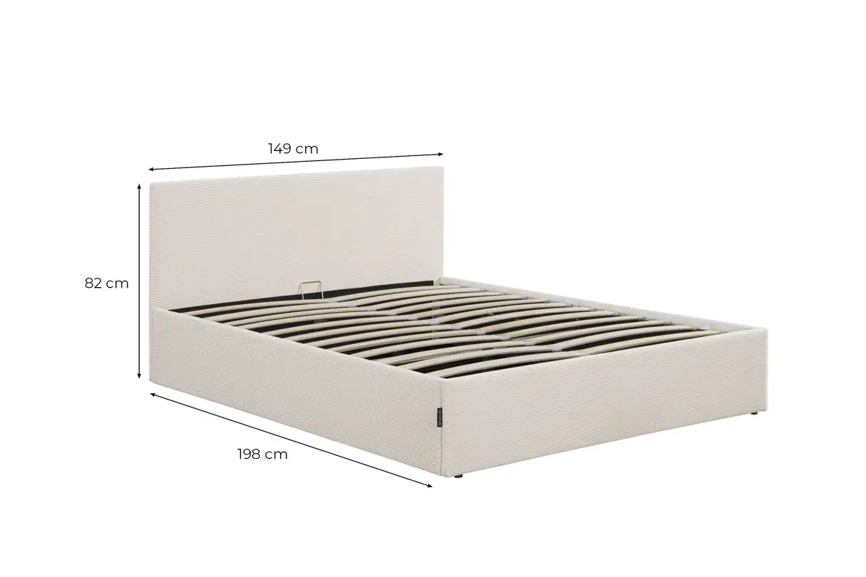 MAJESTIC Cadre de lit avec coffre de rangement et tête de lit en velours côtelé BLEU FONCE 140/190 cm – Image 6