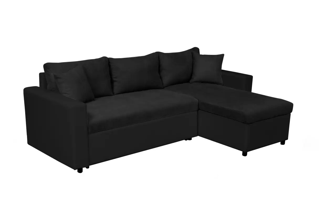 MARIA Canapé d'angle réversible, convertible en simili et microfibre avec COFFRE NOIR – Image 5
