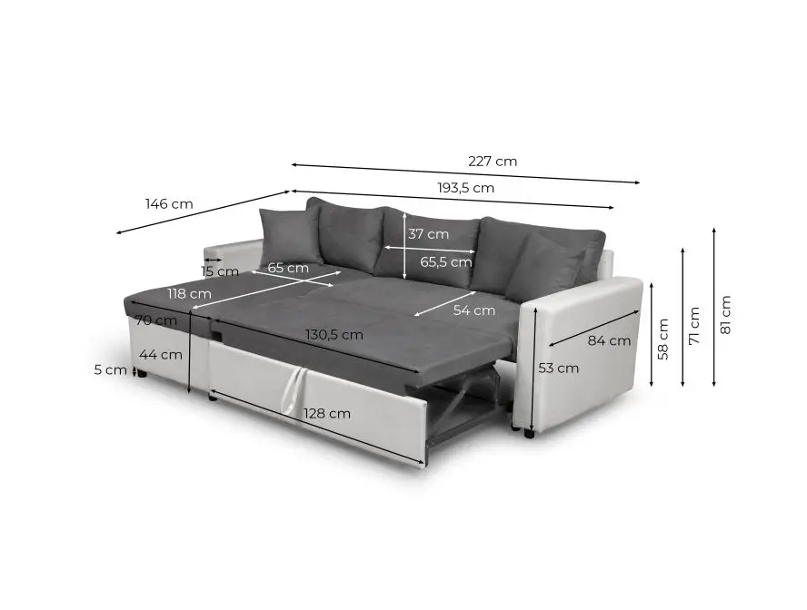 MARIA Canapé d'angle réversible, convertible en simili et microfibre avec COFFRE NOIR – Image 6