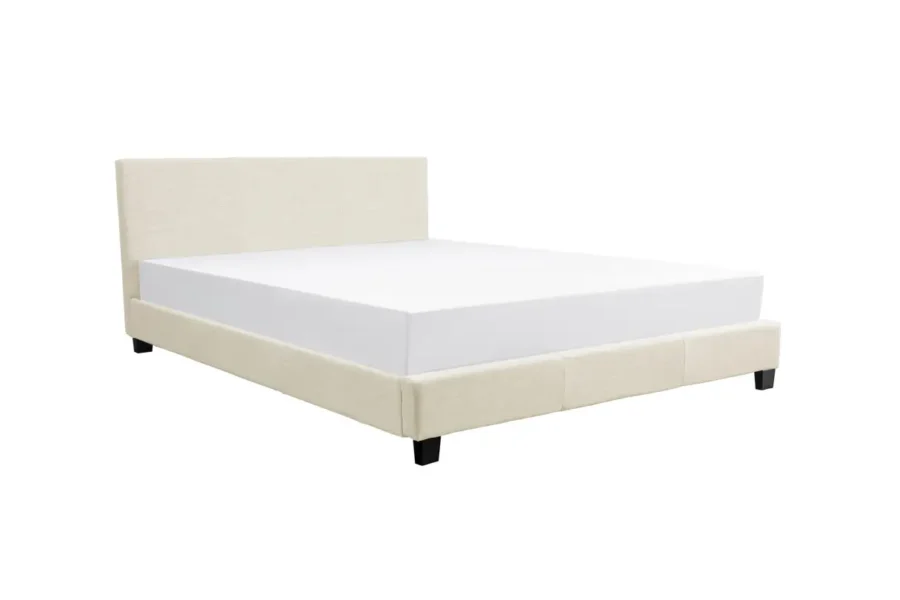 MONACO Cadre de lit avec tête de lit et sommier à lattes en tissu naturel 140/190 cm