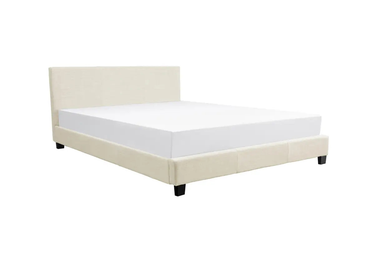 MONACO Cadre de lit avec tête de lit et sommier à lattes en tissu naturel 140/190 cm
