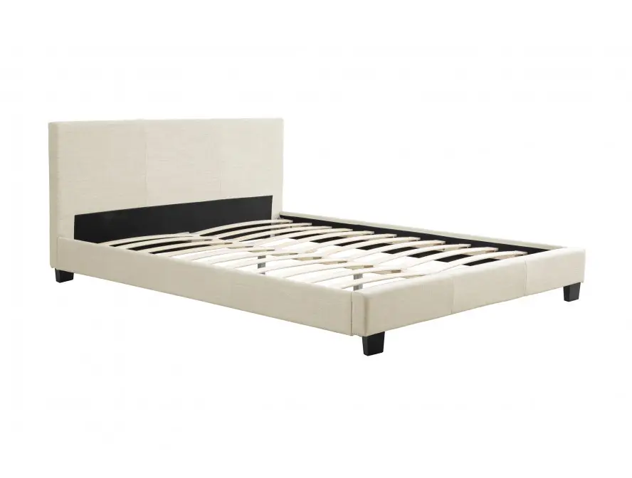 MONACO Cadre de lit avec tête de lit et sommier à lattes en tissu naturel 140/190 cm – Image 3
