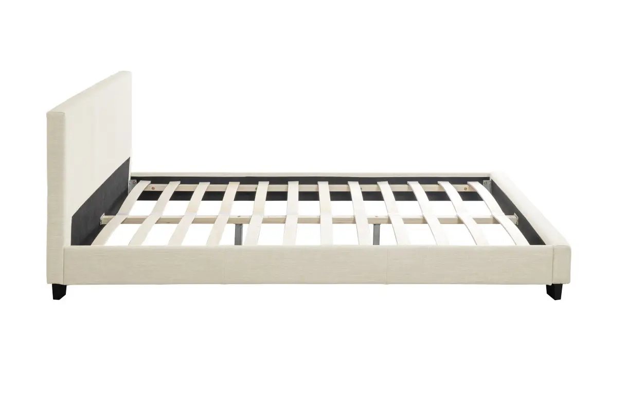MONACO Cadre de lit avec tête de lit et sommier à lattes en tissu naturel 140/190 cm – Image 4