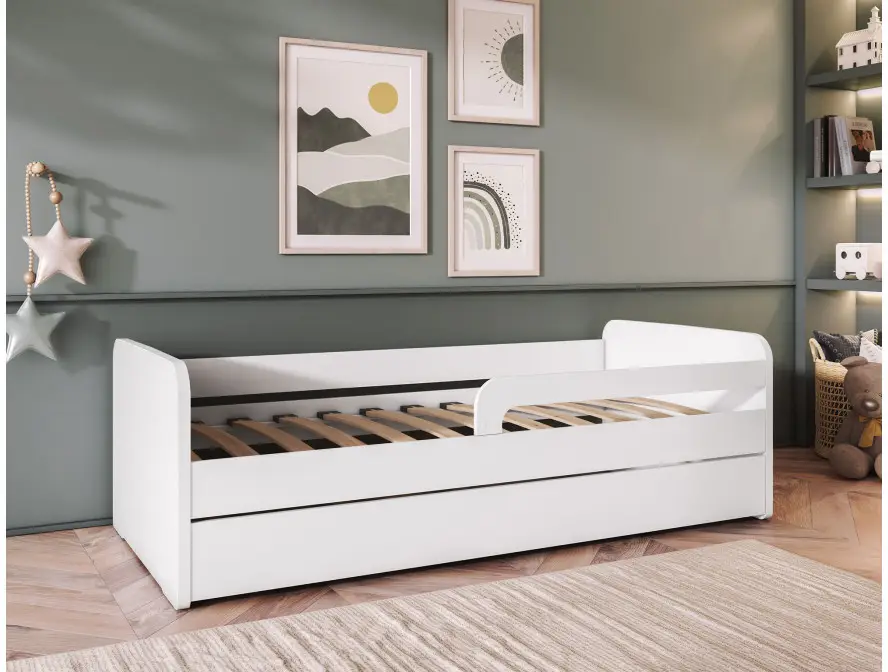 NAHLA Lit enfant en bois blanc  80/160 cm – Image 3