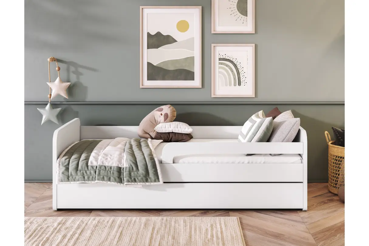 NAHLA    PACK - Lit enfant en bois blanc + matelas 80/160 cm – Image 4