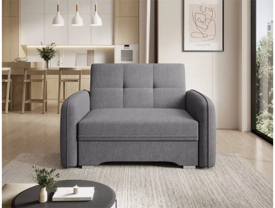 SORAYA Fauteuil convertible en tissu GRIS FONCE – Image 2