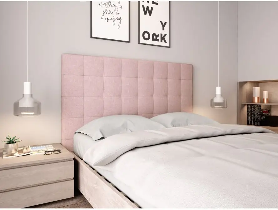 TRACY Tête de lit capitonnée en tissu VIEUX ROSE 160 cm – Image 2