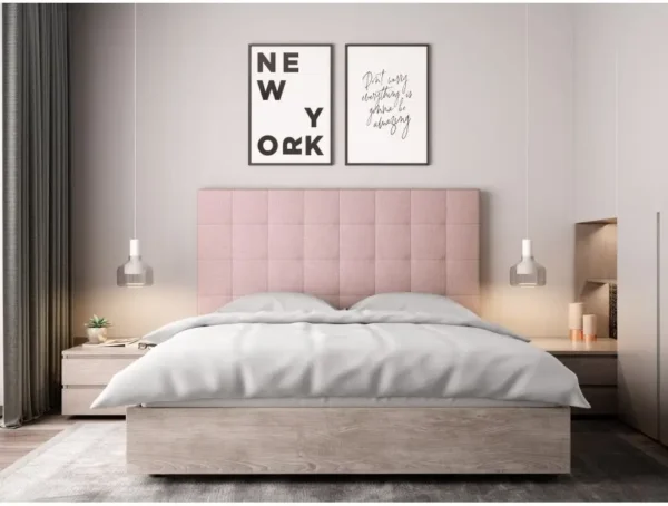 TRACY Tête de lit capitonnée en tissu VIEUX ROSE 160 cm – Image 3