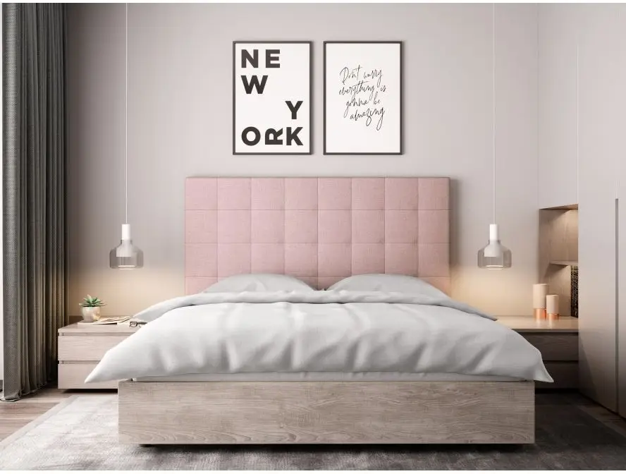 TRACY Tête de lit capitonnée en tissu VIEUX ROSE 160 cm – Image 3