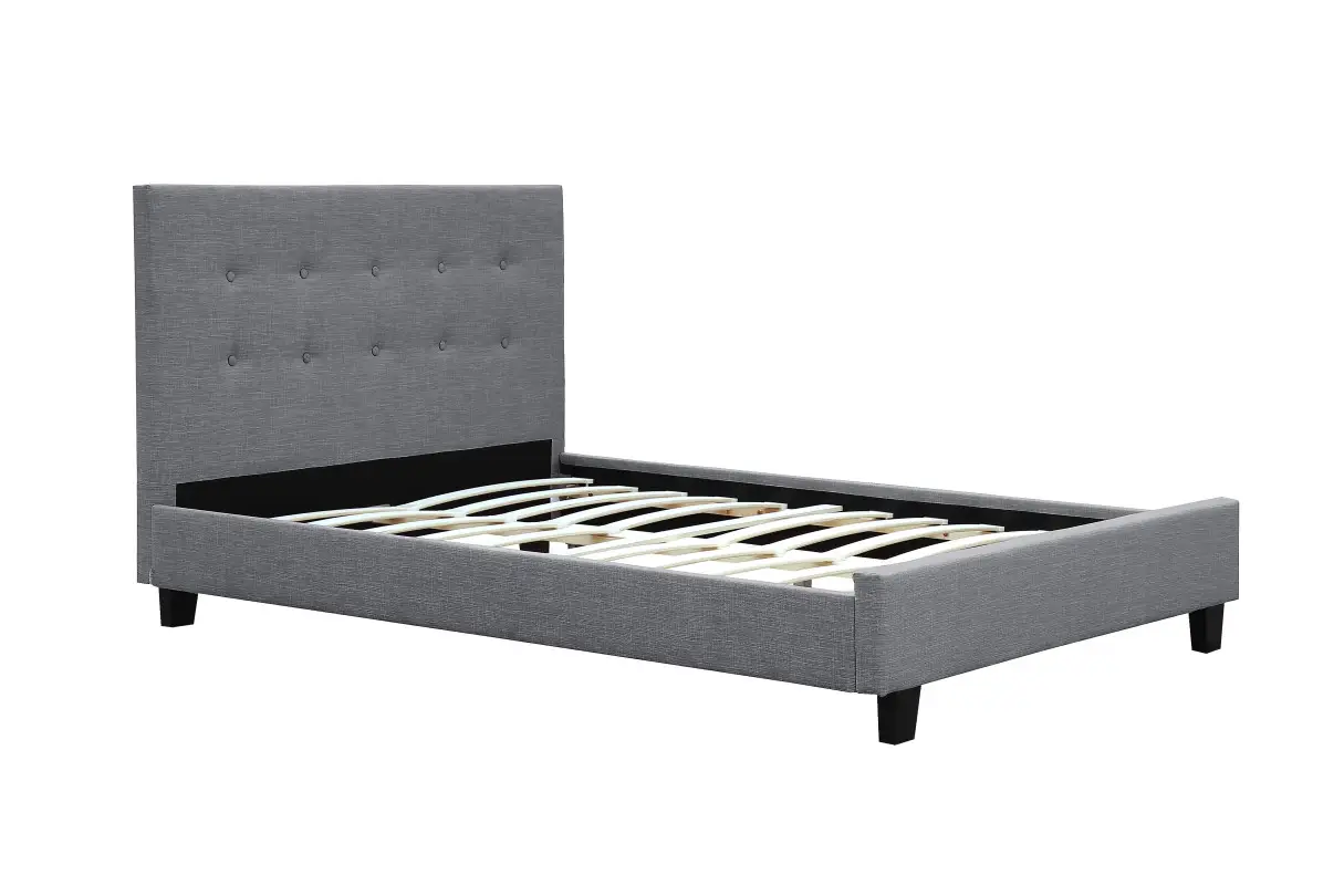 URBAN Cadre de lit avec tête de lit et sommier à lattes en tissu GRIS FONCE 140/190 cm