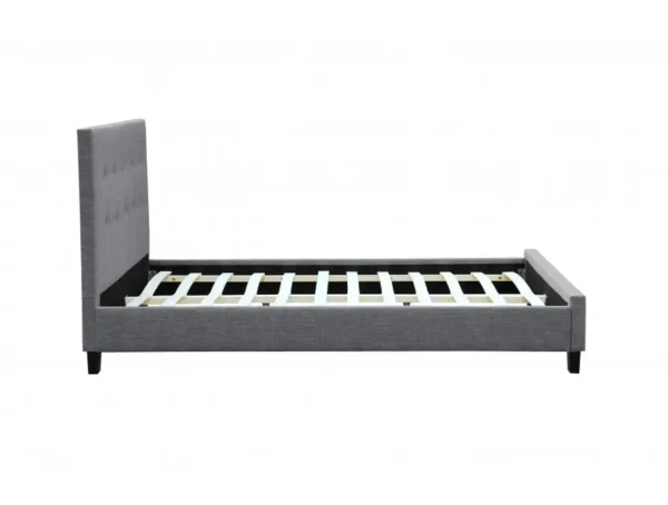 URBAN Cadre de lit avec tête de lit et sommier à lattes en tissu GRIS FONCE 140/190 cm – Image 3