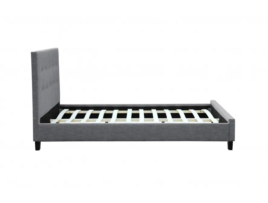 URBAN Cadre de lit avec tête de lit et sommier à lattes en tissu GRIS FONCE 140/190 cm – Image 3