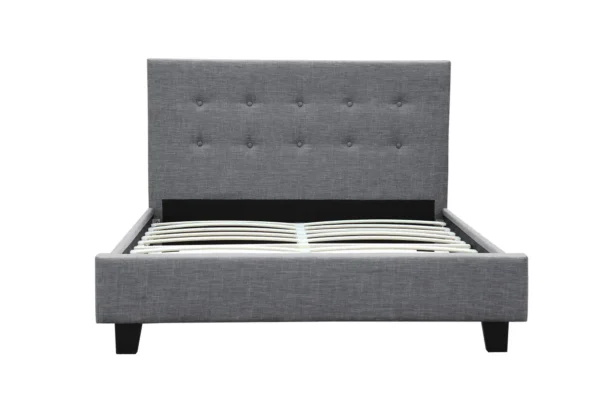 URBAN Cadre de lit avec tête de lit et sommier à lattes en tissu GRIS FONCE 140/190 cm – Image 4