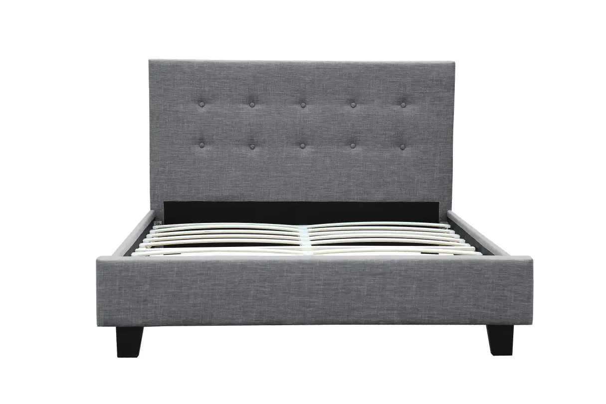 URBAN Cadre de lit avec tête de lit et sommier à lattes en tissu GRIS FONCE 140/190 cm – Image 4