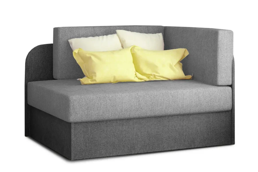 ZAYAH Chauffeuse/Lit enfant en tissu GRIS CLAIR