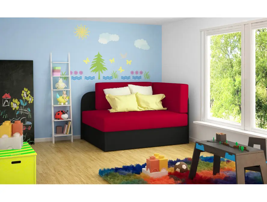 ZAYAH Chauffeuse/Lit enfant en tissu rouge – Image 2